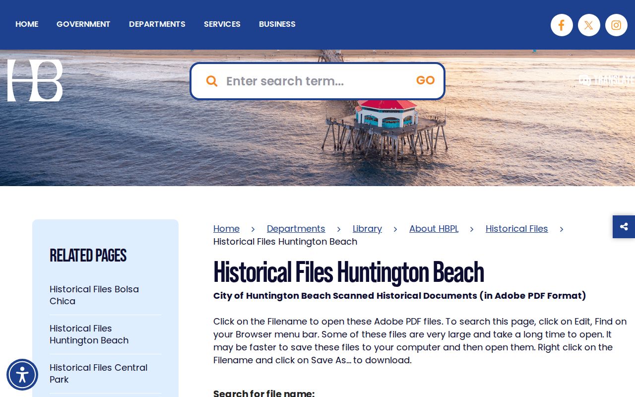 Huntington Beach people search in the public library historical files