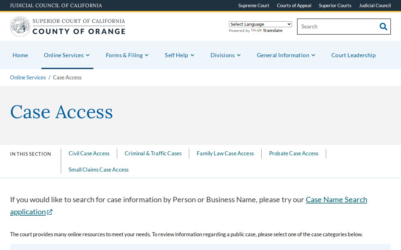 Huntington Beach people search through Orange County court case access