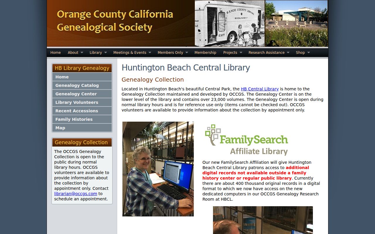 Huntington Beach people directories in the OCCGS genealogy collection