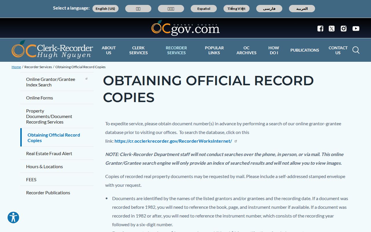 Huntington Beach public records official document copy instructions