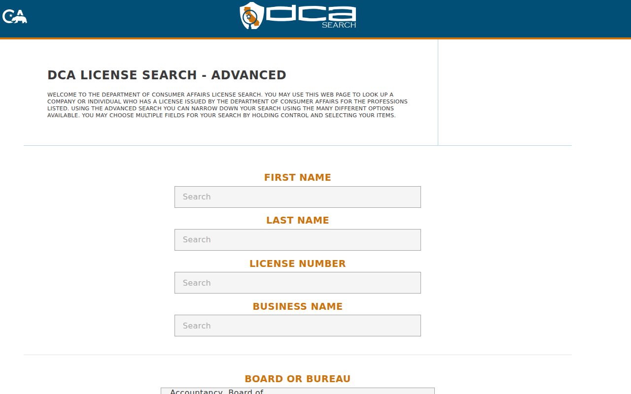 Huntington Beach voter registration comparison with California license search fields